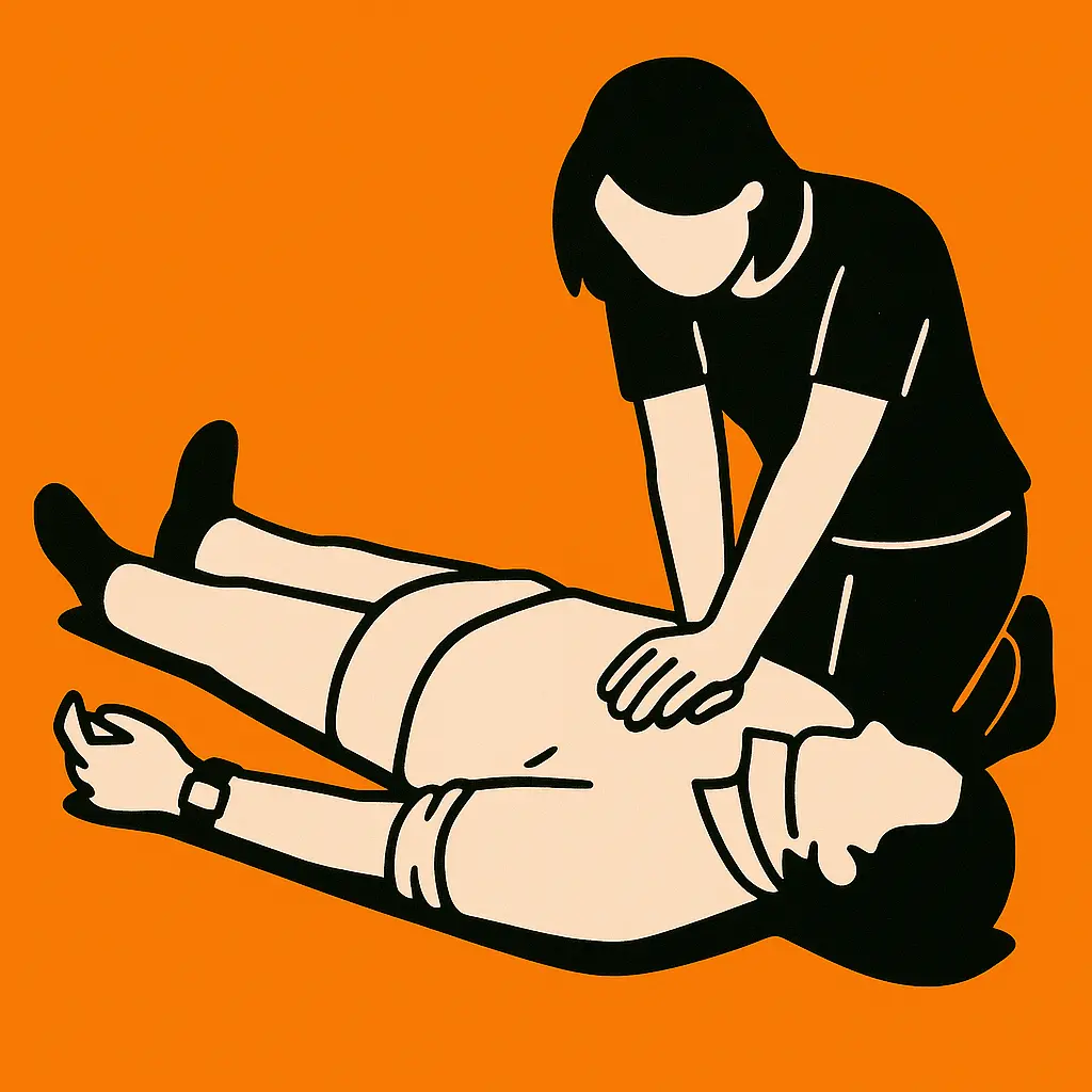 Førstehjælpskursus skitsetegning med orange baggrund 