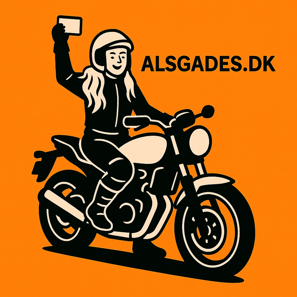 skitsetegning af glad motorcykel kørekort elev